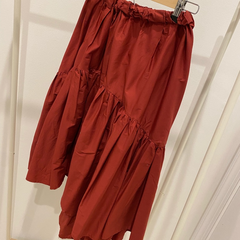 Brick red high low skirt